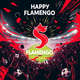 A vibrant and dynamic illustration celebrating the spirit of the Flamengo football team