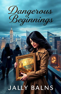 A visually stunning book cover for a romantic suspense novel titled 'Dangerous Beginnings