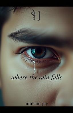 An aesthetic and solid design featuring a close-up of a teary male eye, capturing deep emotion and vulnerability