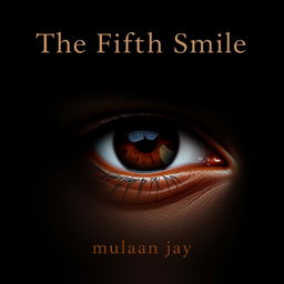 An aesthetic and solid design featuring a close-up of a realistic teary male brown eye, set against a deep black background that enhances the richness of the eye's details