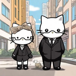 Hello Kitty characters in an urban setting