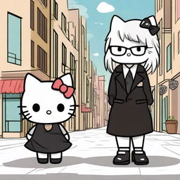 Hello Kitty characters in an urban setting