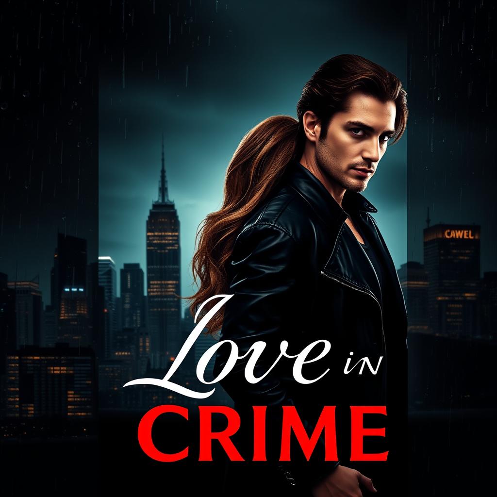 A captivating book cover design for a novel titled 'Love in Crime'