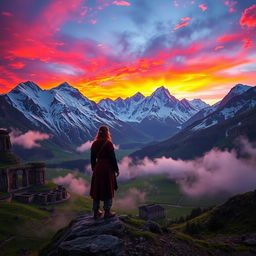An enchanting scene depicting the mystical allure of the Altai Mountains in Siberia, showcasing the ancient secrets associated with mummy discoveries