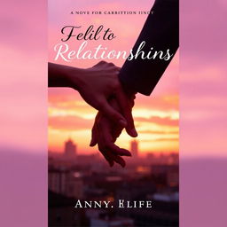 A beautifully designed book cover for a novel about relationships, featuring a pair of intertwined hands in the foreground, symbolizing connection and intimacy