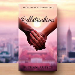 A beautifully designed book cover for a novel about relationships, featuring a pair of intertwined hands in the foreground, symbolizing connection and intimacy