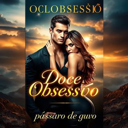 A captivating book cover for the title 'Doce Obsessão' with the subtitle 'pássaro de ouro'