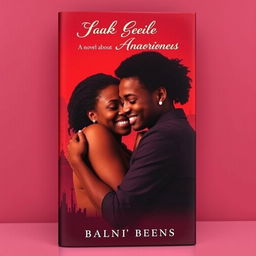 A striking book cover for a novel about Black relationships, featuring a portrait of a loving couple tightly embracing, their faces mirroring joy and connection