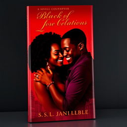 A striking book cover for a novel about Black relationships, featuring a portrait of a loving couple tightly embracing, their faces mirroring joy and connection