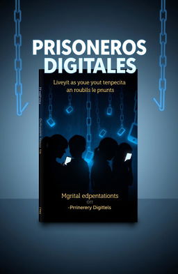 An engaging book cover design for "Prisioneros Digitales" exploring youth dependency on mobile phones