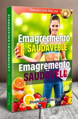 An eye-catching ebook cover design focused on weight loss, featuring vibrant colors and engaging graphics