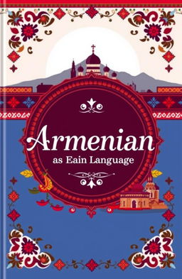 A beautifully designed cover for a language learning book titled 'Armenian as a Foreign Language'