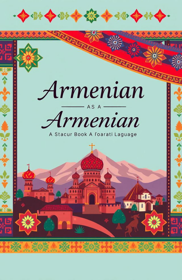 A beautifully designed cover for a language learning book titled 'Armenian as a Foreign Language'