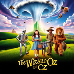 A vibrant and imaginative movie poster for 'The Wizard of Oz'