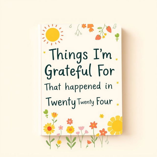 A warm and inviting journal cover design featuring the text 'Things I'm Grateful For That Happened in Twenty Twenty Four