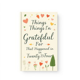 A beautifully designed book cover featuring the text 'Things I'm Grateful For That Happened in Twenty Twenty Four