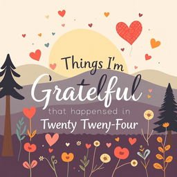 A beautifully designed book cover featuring the text 'Things I'm Grateful For That Happened in Twenty Twenty Four