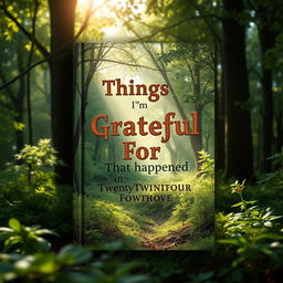 A captivating book cover set in a serene woodland theme featuring the text 'Things I'm Grateful For That Happened in Twenty Twenty Four