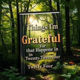 A captivating book cover set in a serene woodland theme featuring the text 'Things I'm Grateful For That Happened in Twenty Twenty Four