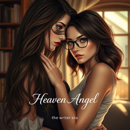 A romantic and passionate scene featuring two young brunette women in a secret relationship