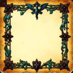 A beautifully designed trading card featuring a rich fantasy border outline, inspired by elements of medieval art