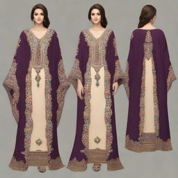 Create a detailed image of a traditional Turkish Kaftan, showcasing the artistry of historical clothing and traditional garments