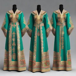 Create a detailed image of a traditional Turkish Kaftan, showcasing the artistry of historical clothing and traditional garments