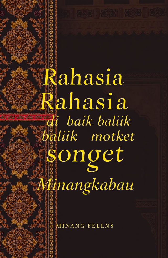 A book cover design for the title "Rahasia di balik motif songket Minangkabau"