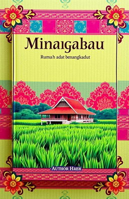 A beautifully designed book cover featuring traditional Minangkabau songket fabric