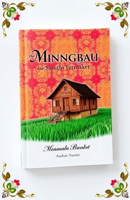 A beautifully designed book cover featuring traditional Minangkabau songket fabric
