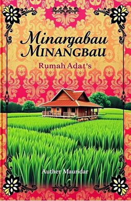 A beautifully designed book cover featuring traditional Minangkabau songket fabric
