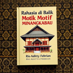 A draft book cover for 'Rahasia di Balik Motif Songket Minangkabau'