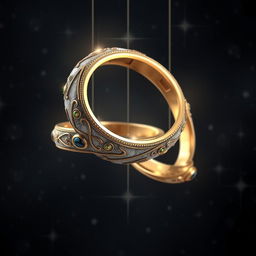 A visually stunning representation of two interconnected rings, crafted with intricate man-made designs