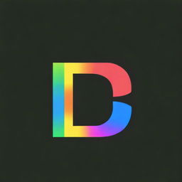 Generate a colorful, rainbowcore style 'letter B' encircled on a black background