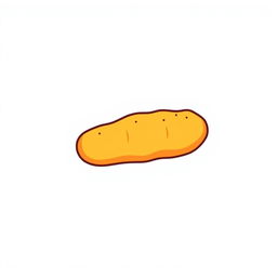 A clean and simple 2D logo design featuring a single long cylinder-shaped chicken nugget, rendered in a cartoon style