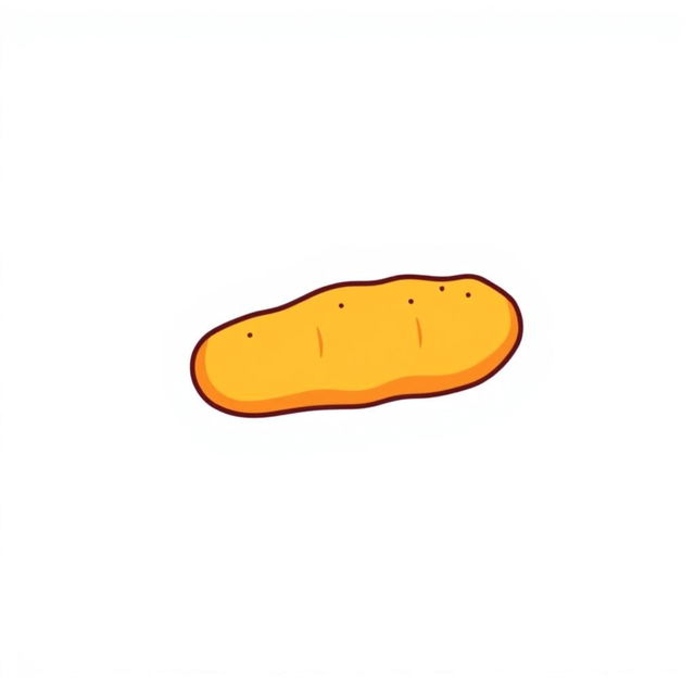 A clean and simple 2D logo design featuring a single long cylinder-shaped chicken nugget, rendered in a cartoon style