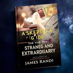 A compelling book cover design for a guide titled 'A Skeptic's Guide to the Strange and Extraordinary'