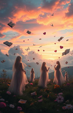 A poignant and imaginative representation of the concept of 'everything we never were', featuring a dreamlike landscape filled with surreal elements symbolizing lost opportunities and untaken paths