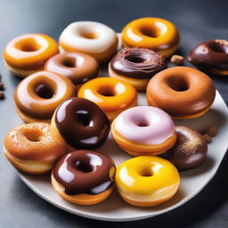 A variety of freshly baked donuts