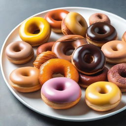 A variety of freshly baked donuts