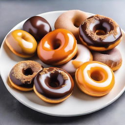 A variety of freshly baked donuts