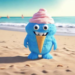 An ice cream monster on a sunny beach