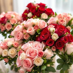 A beautiful arrangement of delicate rose bouquets designed for wedding services