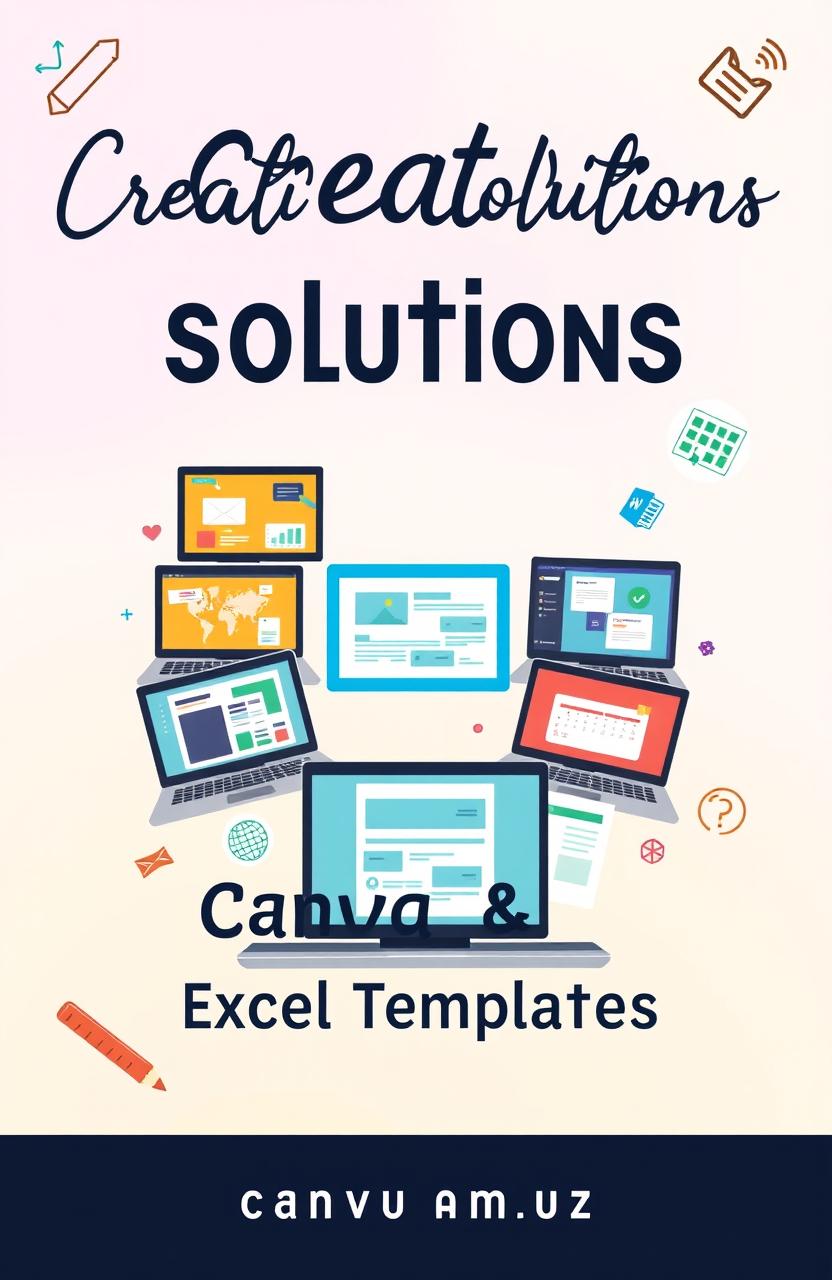 A visually appealing book cover design that features a collection of Canva templates and Excel sheet files