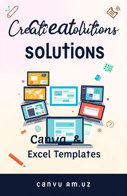 A visually appealing book cover design that features a collection of Canva templates and Excel sheet files