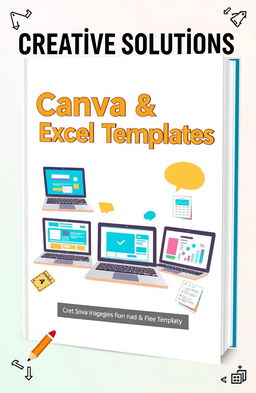 A visually appealing book cover design that features a collection of Canva templates and Excel sheet files