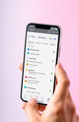 A sleek, modern task management app interface displayed on a smartphone screen