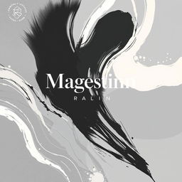 An artistic magazine back cover design featuring a modern aesthetic, prominently using shades of grey, black, white, and cream