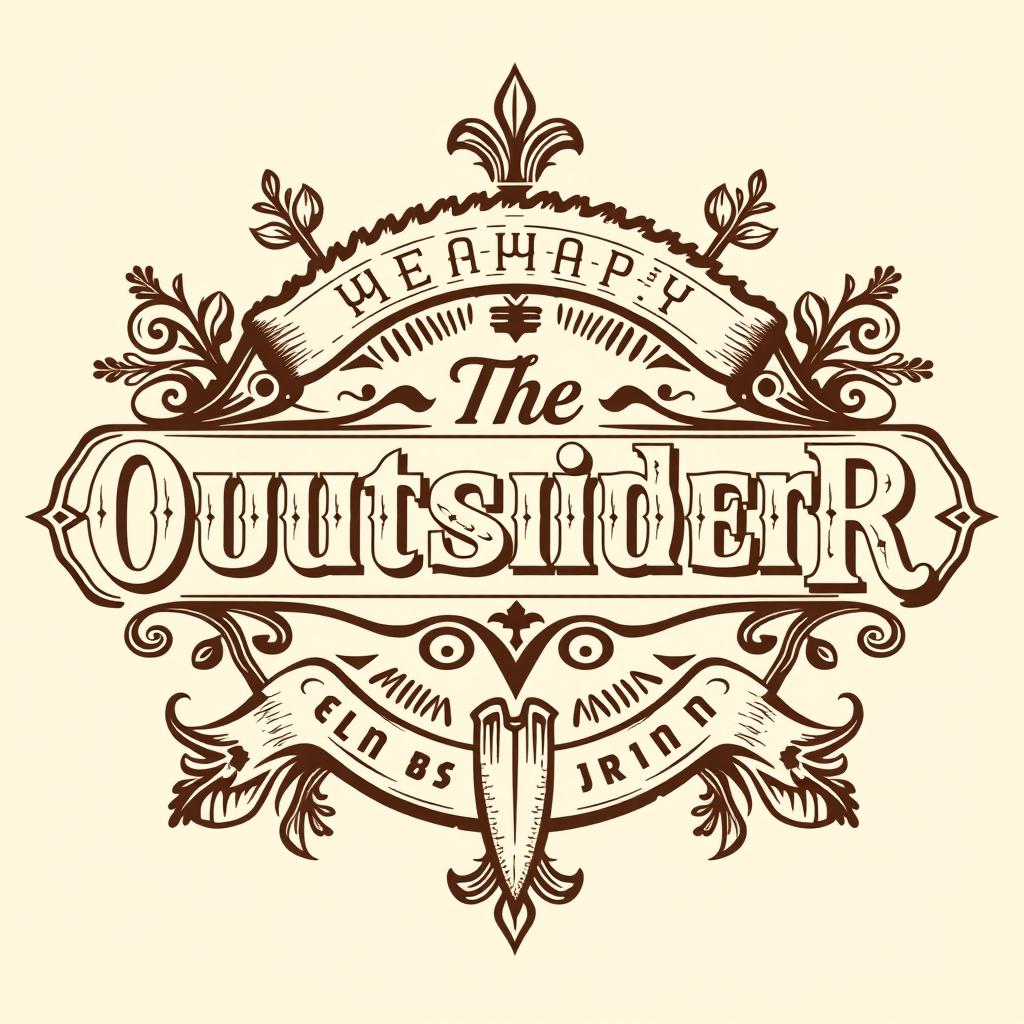 A logo design for a woodworking business called 'The OutsideR', featuring elaborate vintage typography inspired by classic print styles