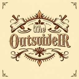 A logo design for a woodworking business called 'The OutsideR', featuring elaborate vintage typography inspired by classic print styles